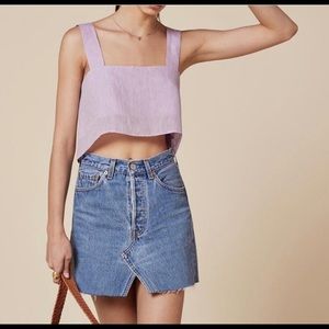 Reformation blanka lilac linen crop top